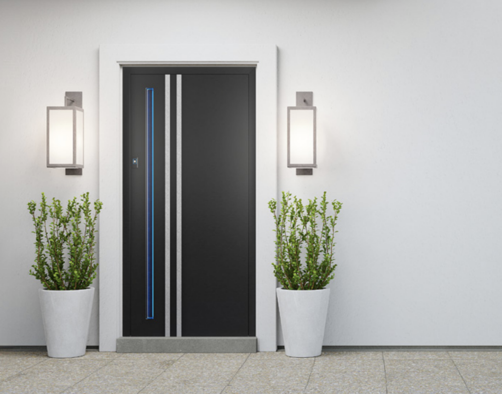 Porte d'entrée en aluminium noir sur mesure