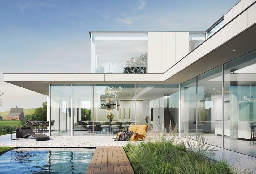 Villa moderne avec baies vitrées panoramiques et piscine